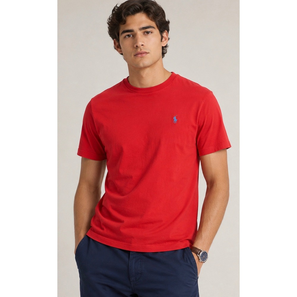Polo Ralph Lauren Mens Classic Fit Red Cotton Short Sleeve T-Shirt Sml Pony Logo